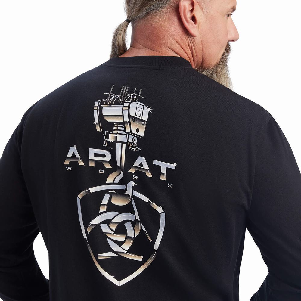 Magliette Polo Ariat Rebar Heavy Lifting Uomo Nere | IT021GODS