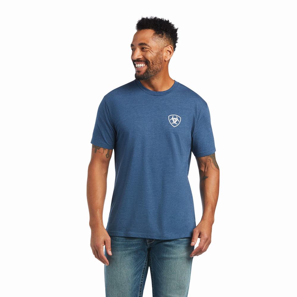 Magliette Polo Ariat Rope Shield Uomo Blu | IT796VTQF