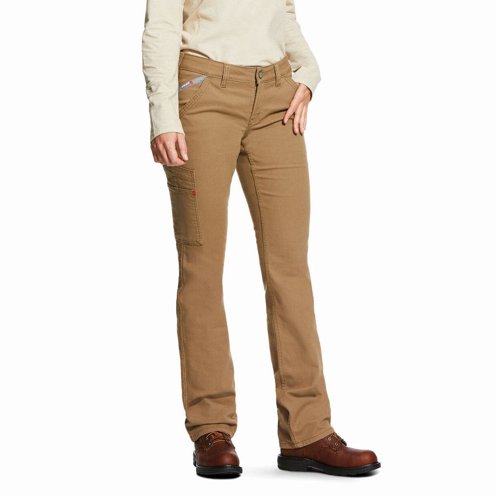 Pantaloncini Ariat FR Stretch DuraLight Tela Donna Khaki | IT527NLFS