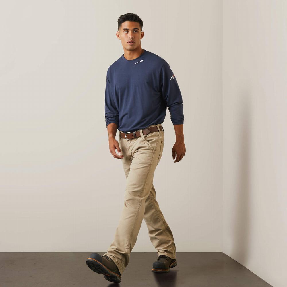 Pantaloni Ariat FR M4 Relaxed Workhorse Cut Uomo Khaki | IT854ITWR