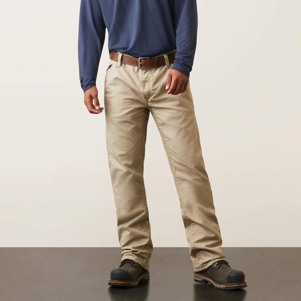 Pantaloni Ariat FR M4 Relaxed Workhorse Cut Uomo Khaki | IT854ITWR