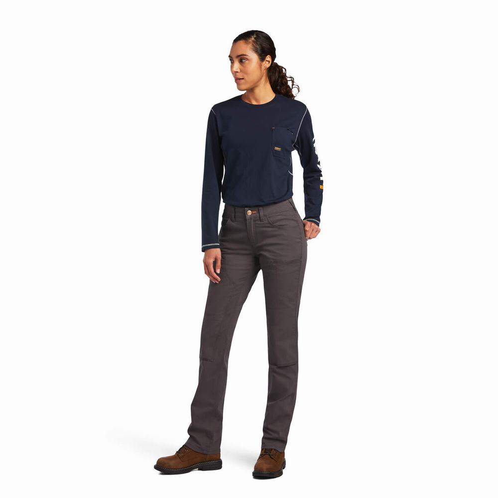 Pantaloni Ariat Rebar DuraStretch Made Tough Double Front Donna Grigie | IT216NQIL