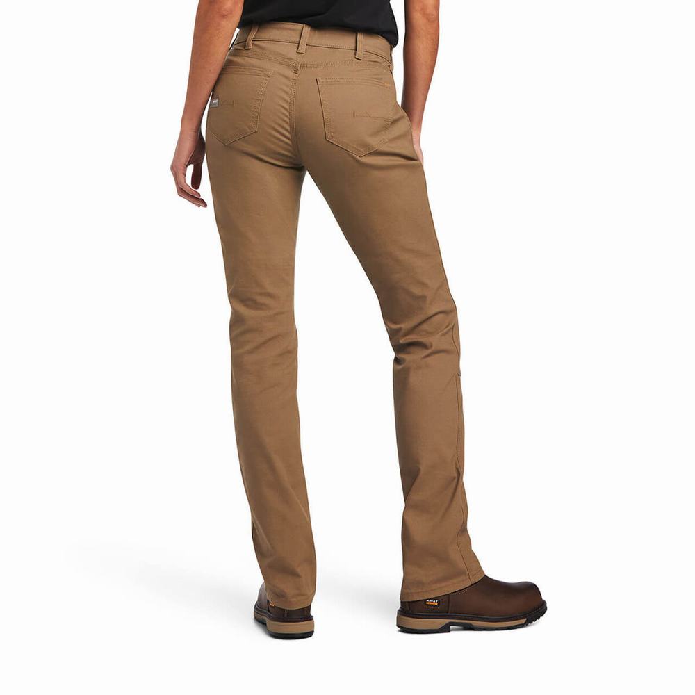 Pantaloni Ariat Rebar DuraStretch Made Tough Double Front Donna Khaki | IT541NAWT