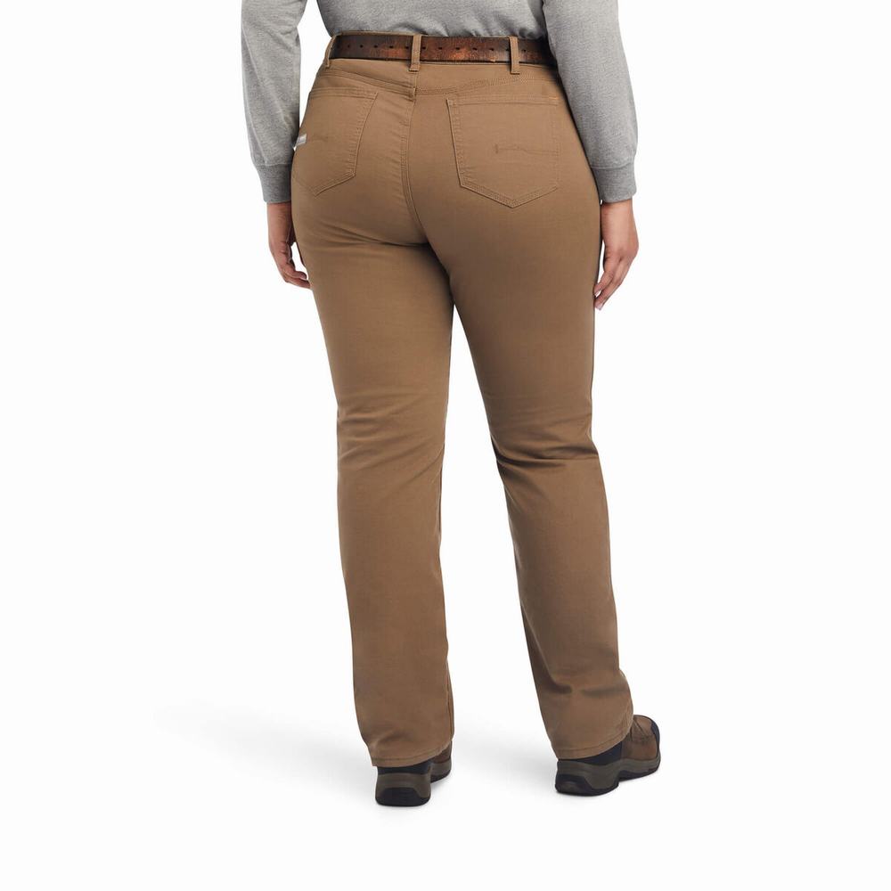 Pantaloni Ariat Rebar DuraStretch Made Tough Double Front Donna Khaki | IT541NAWT