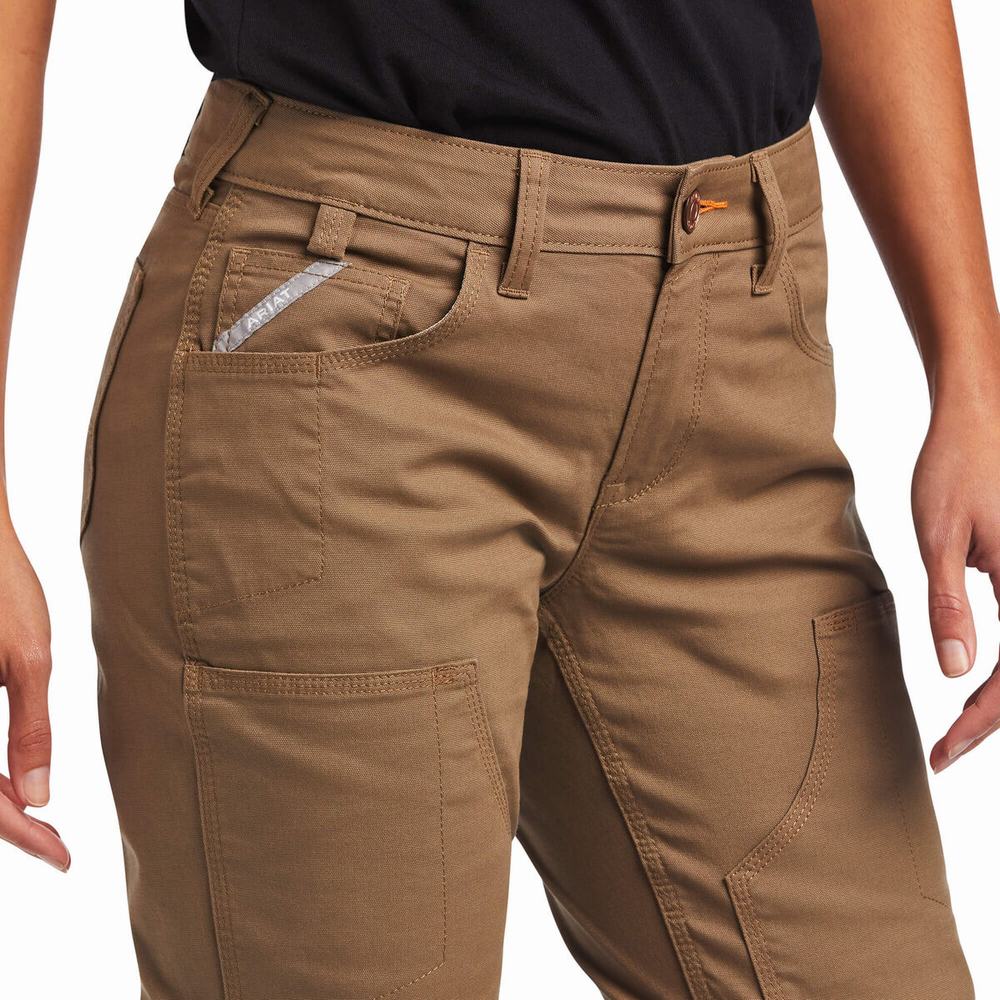 Pantaloni Ariat Rebar DuraStretch Made Tough Double Front Donna Khaki | IT541NAWT