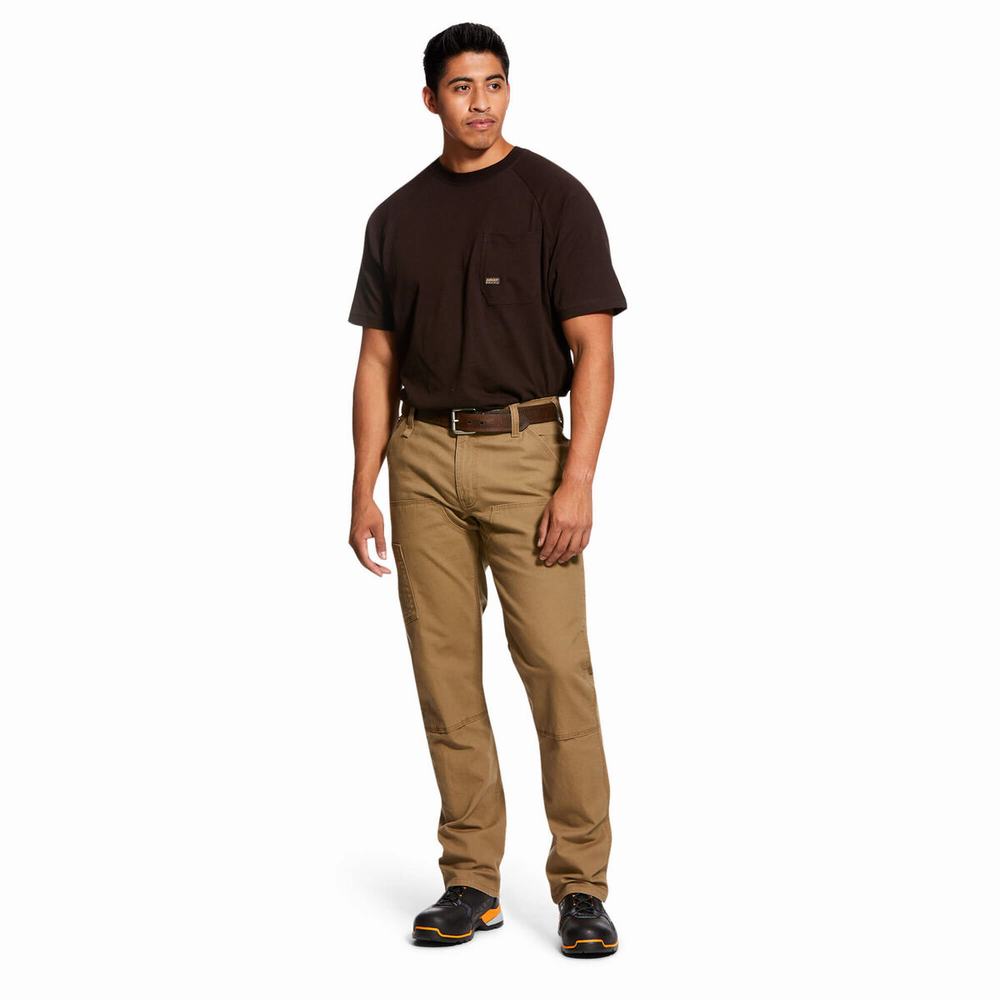 Pantaloni Ariat Rebar M4 Low Rise DuraStretch Made Tough Double Front Uomo Khaki | IT495PKGD