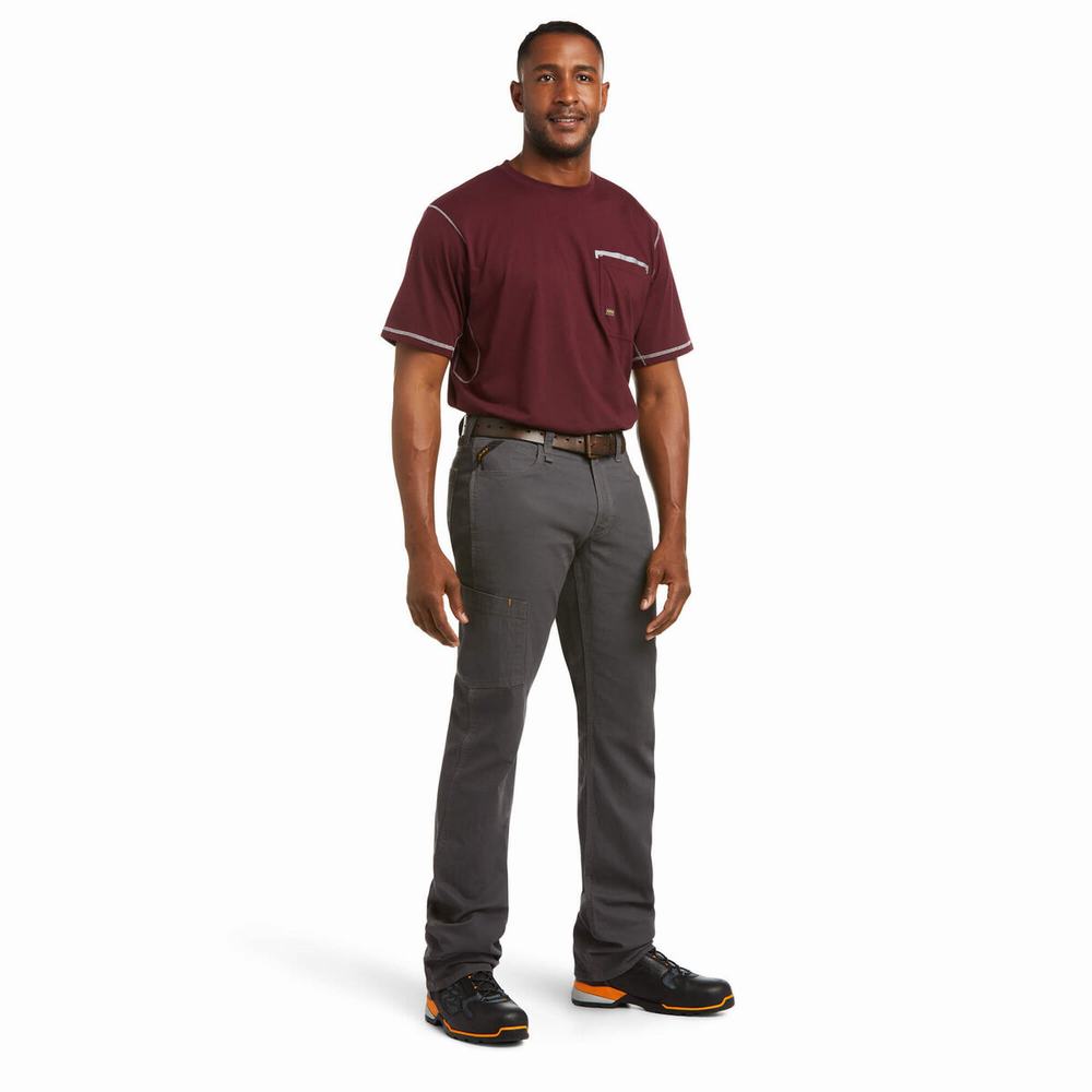 Pantaloni Ariat Rebar M4 Low Rise DuraStretch Made Tough Uomo Grigie | IT782WVPZ