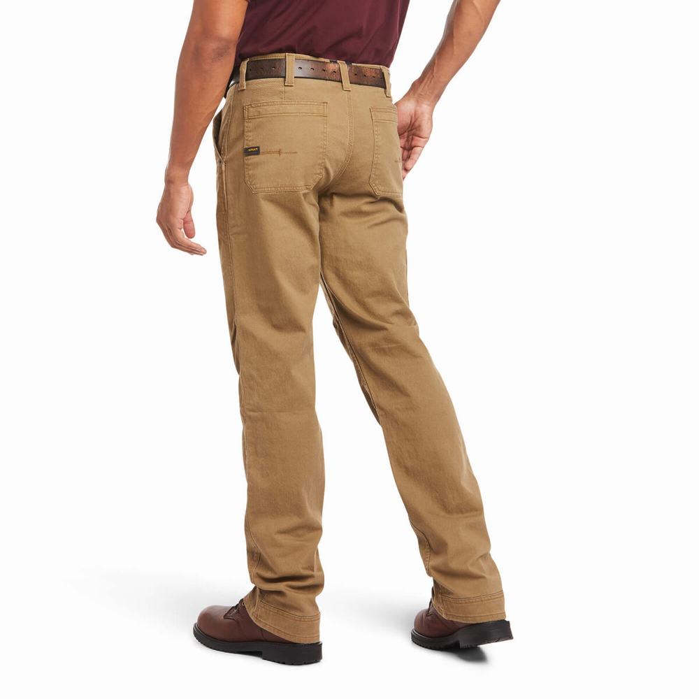 Pantaloni Ariat Rebar M4 Relaxed DuraStretch Washed Twill Dungaree Cut Uomo Khaki | IT587TNYG