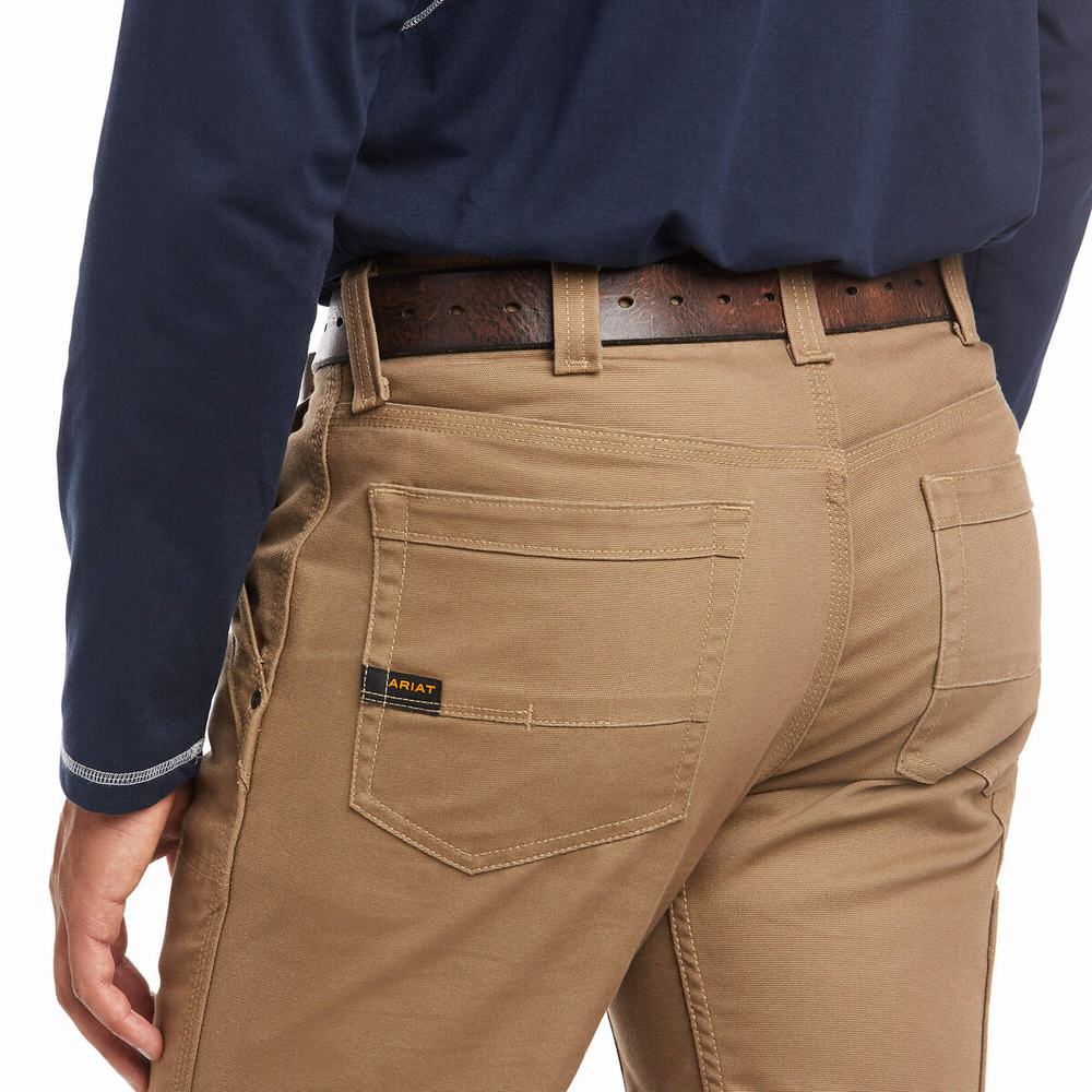 Pantaloni Ariat Rebar M4 Relaxed DuraStretch Tela Utility Cut Uomo Khaki | IT679VXWF