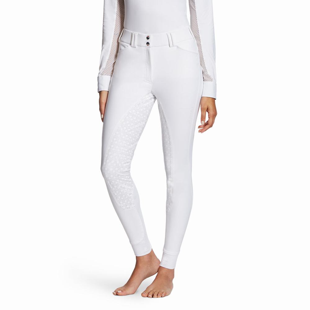 Pantaloni Ariat Tri Factor Grip Full Seat Breech Donna Bianche | IT723OVZY