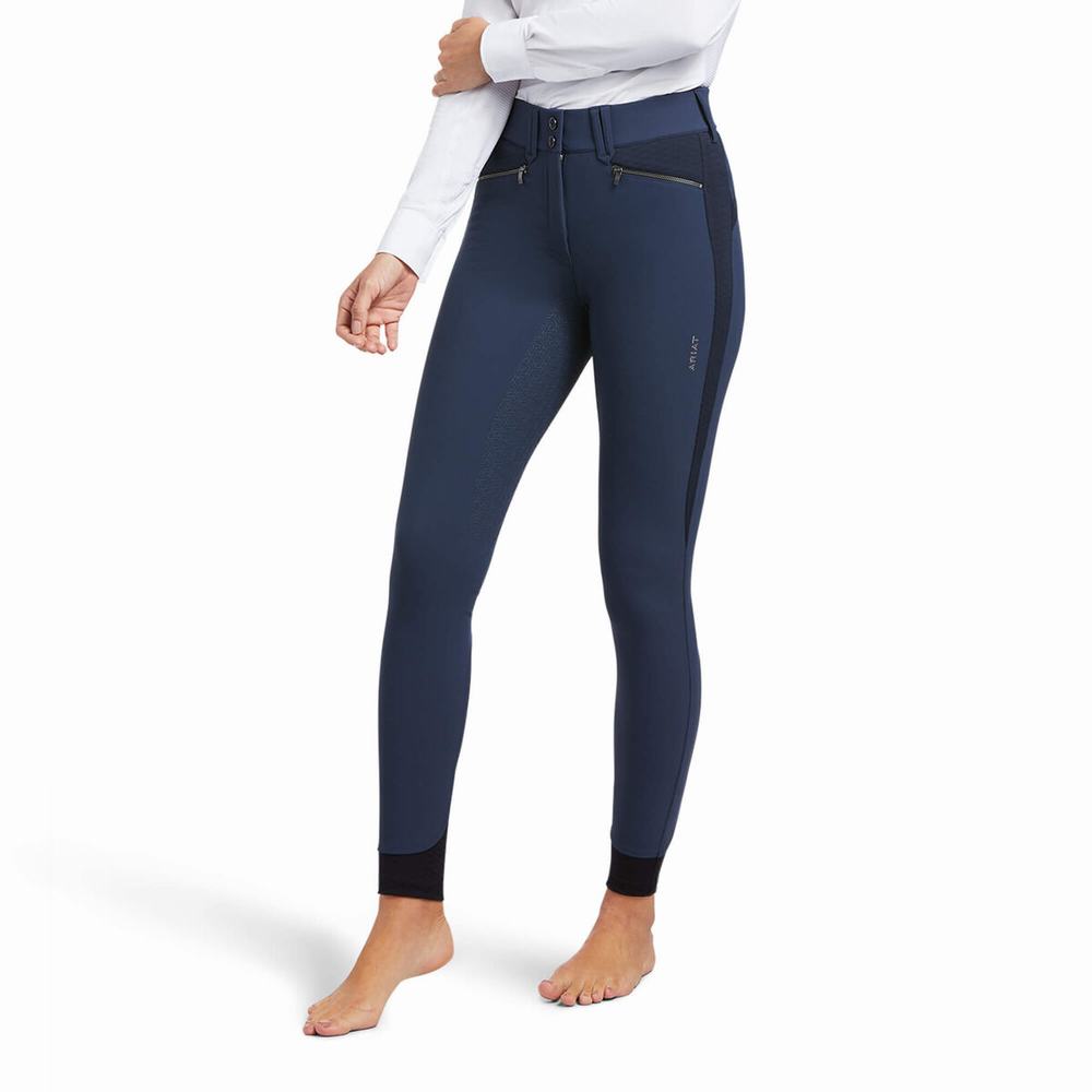 Pantaloni Ariat Tri Factor X Bellatrix Full Seat Breech Donna Blu | IT612HYTN