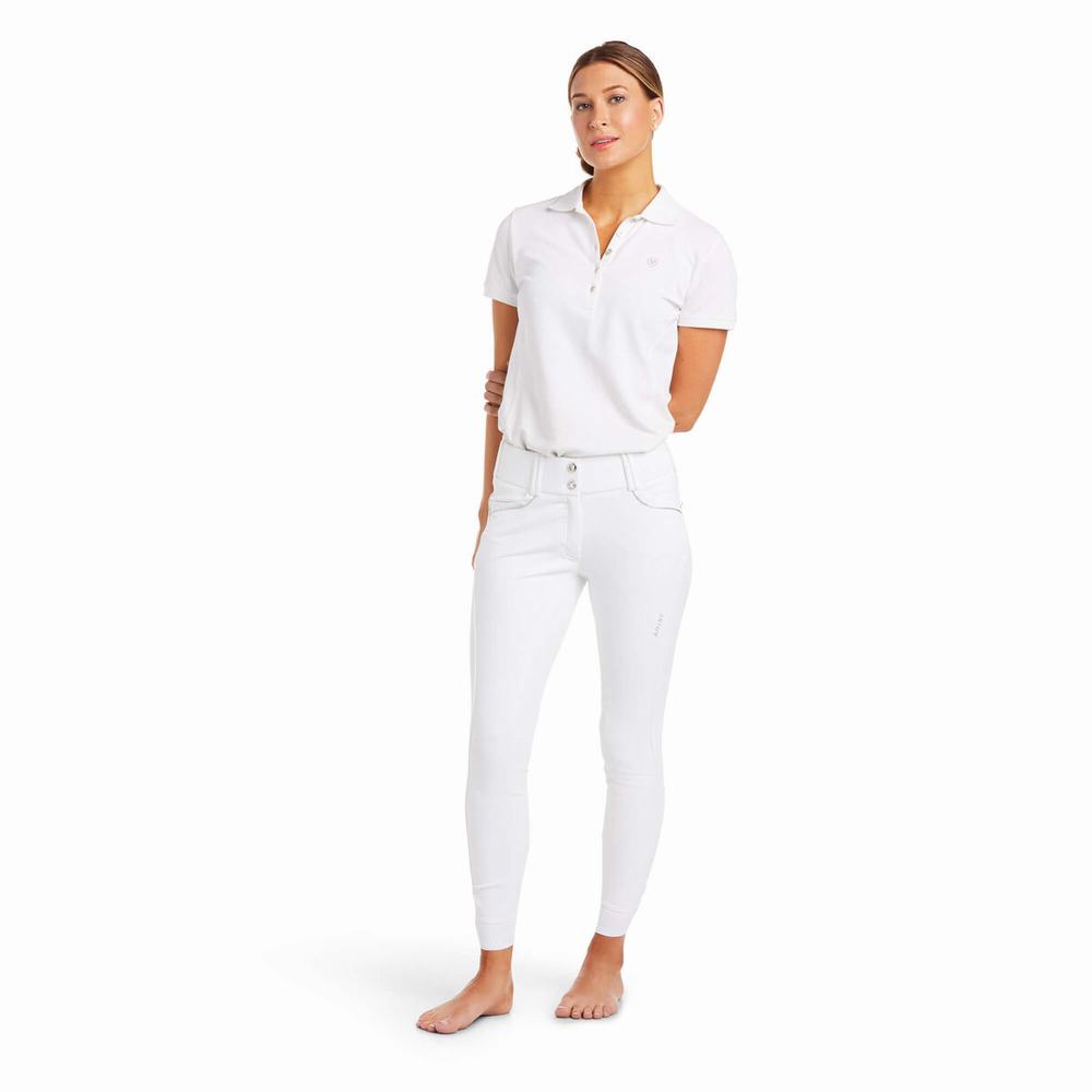 Pantaloni Ariat Tri Factor X Grip Full Seat Breech Donna Bianche | IT846CUOK