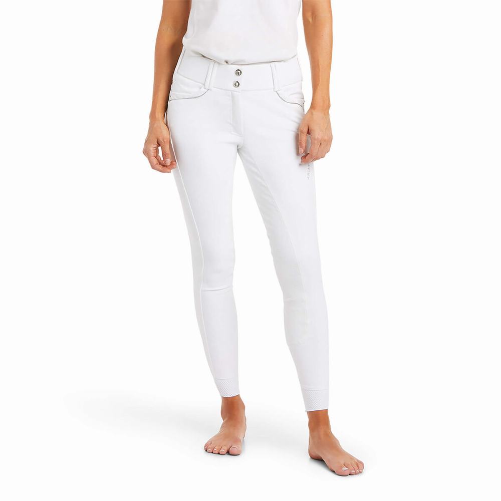 Pantaloni Ariat Tri Factor X Grip Full Seat Breech Donna Bianche | IT846CUOK