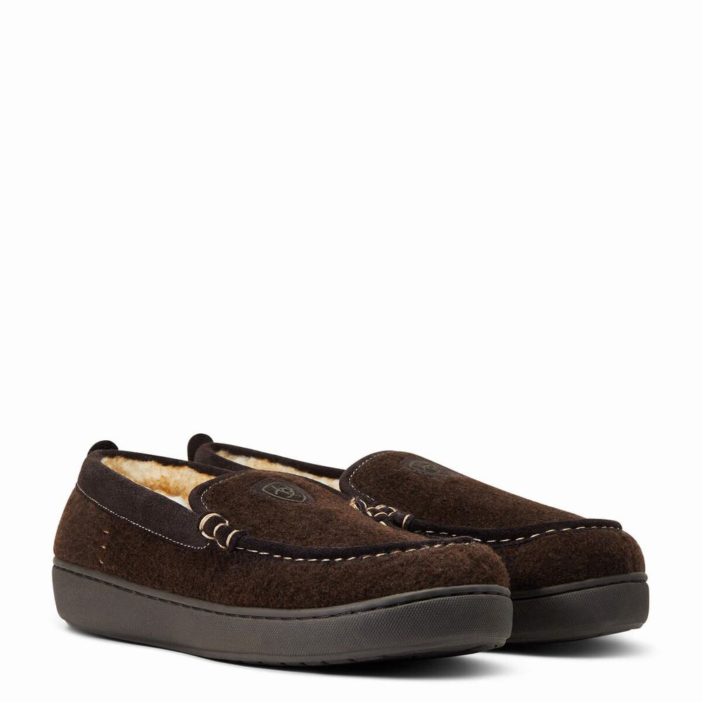 Pantofole Ariat Lost Lake Moccasin Uomo Cioccolato | IT213DYOS