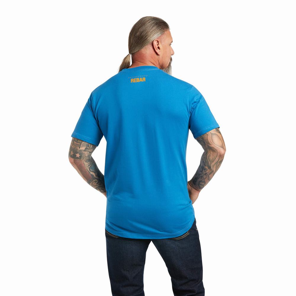 Short Sleeve Ariat Rebar Cotone Strong Block Uomo Colorate | IT539GWYP