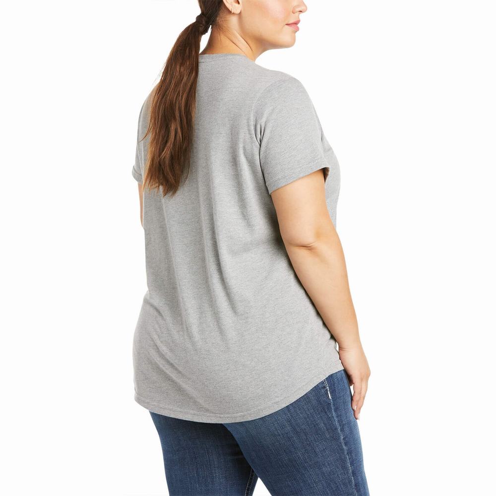 Short Sleeve Ariat Rebar Cotone Strong Donna Grigie | IT495BRPM