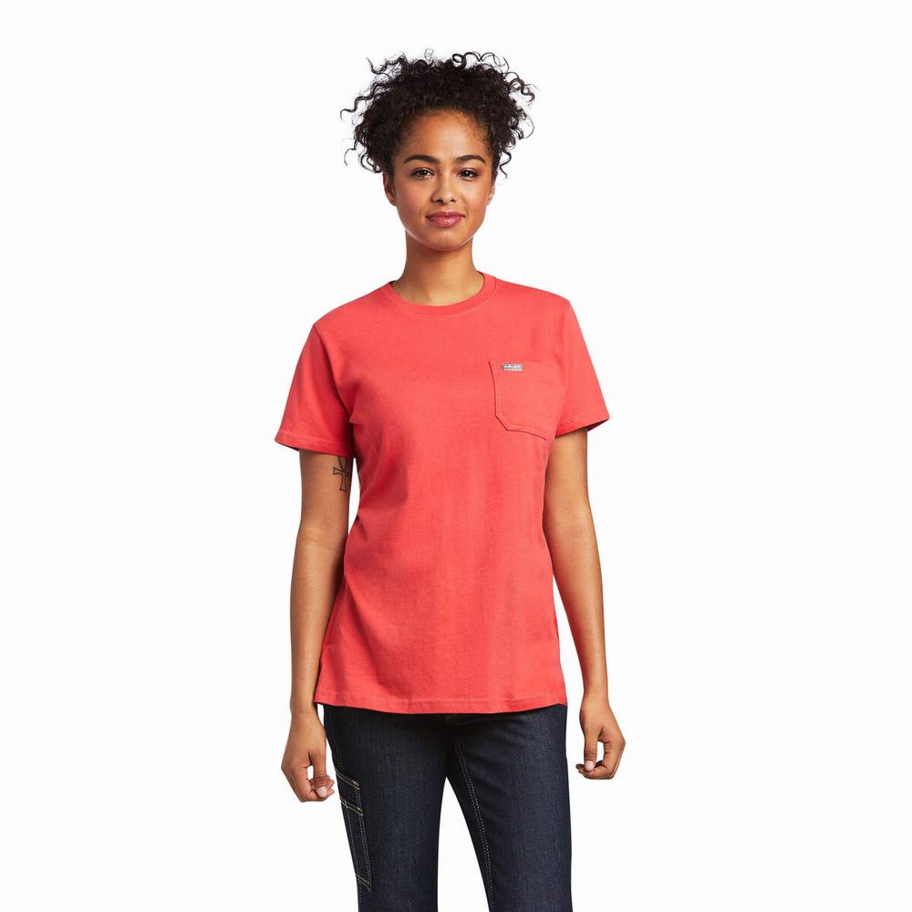 Short Sleeve Ariat Rebar Cotone Strong Donna Colorate | IT730XUCQ