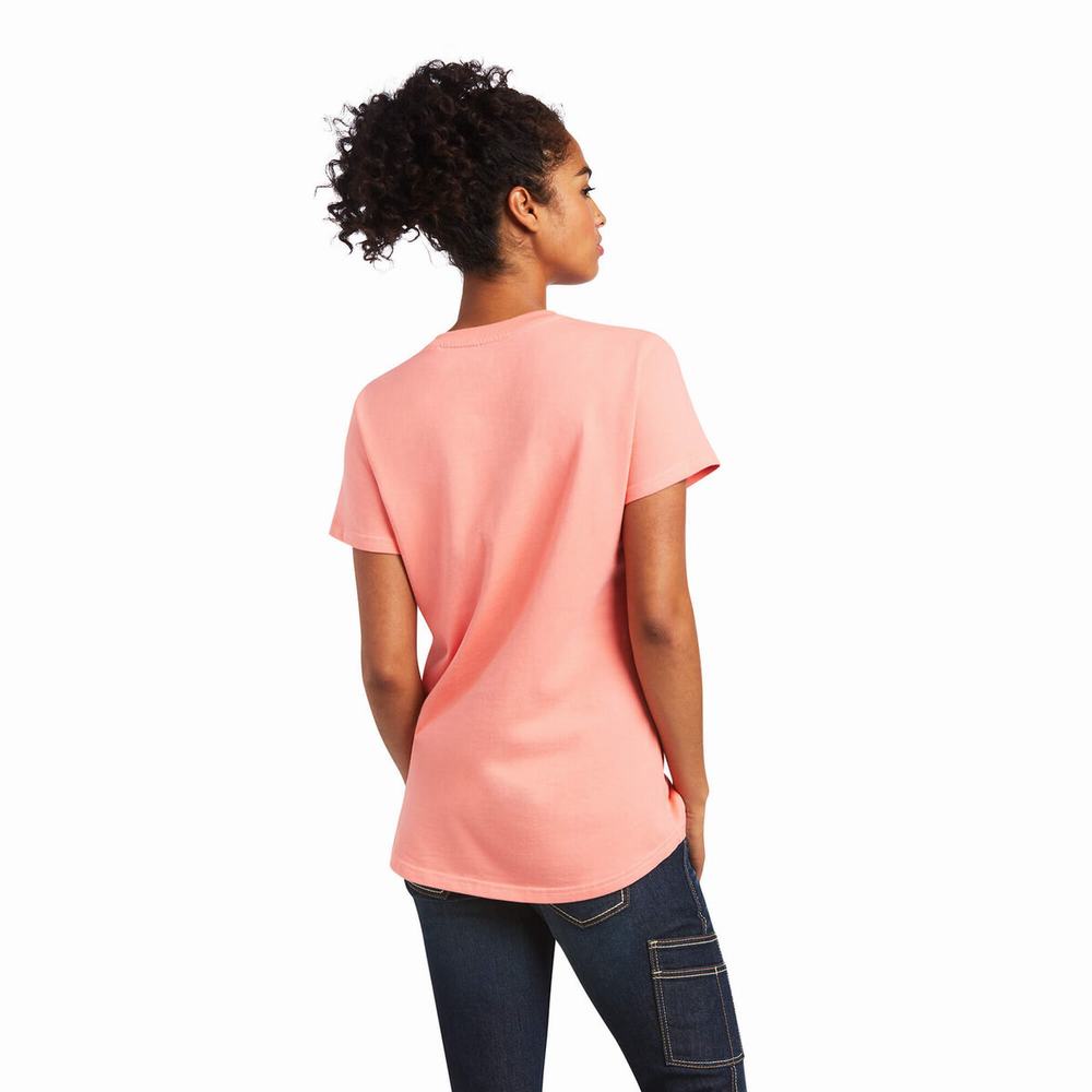 Short Sleeve Ariat Rebar Cotone Strong V-Neck Donna Colorate | IT462UIEG