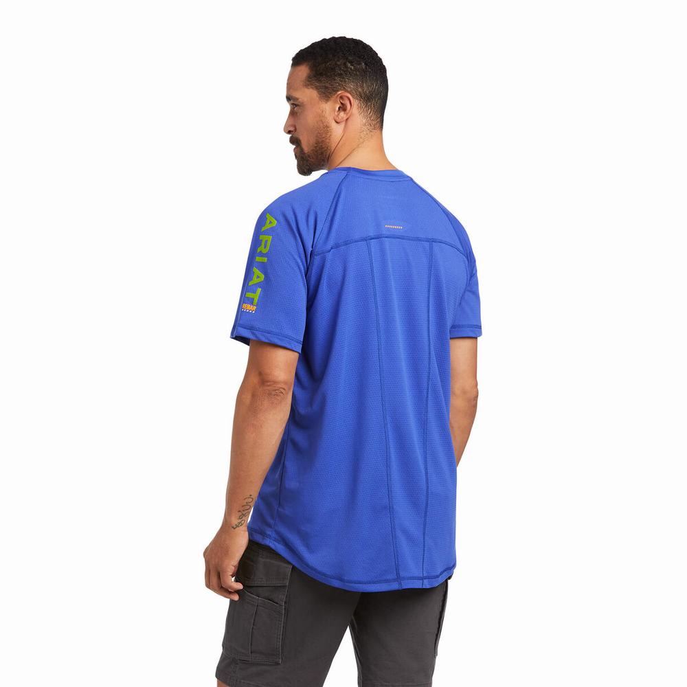 Short Sleeve Ariat Rebar Heat Fighter Uomo Blu Reale Blu | IT187RBQK