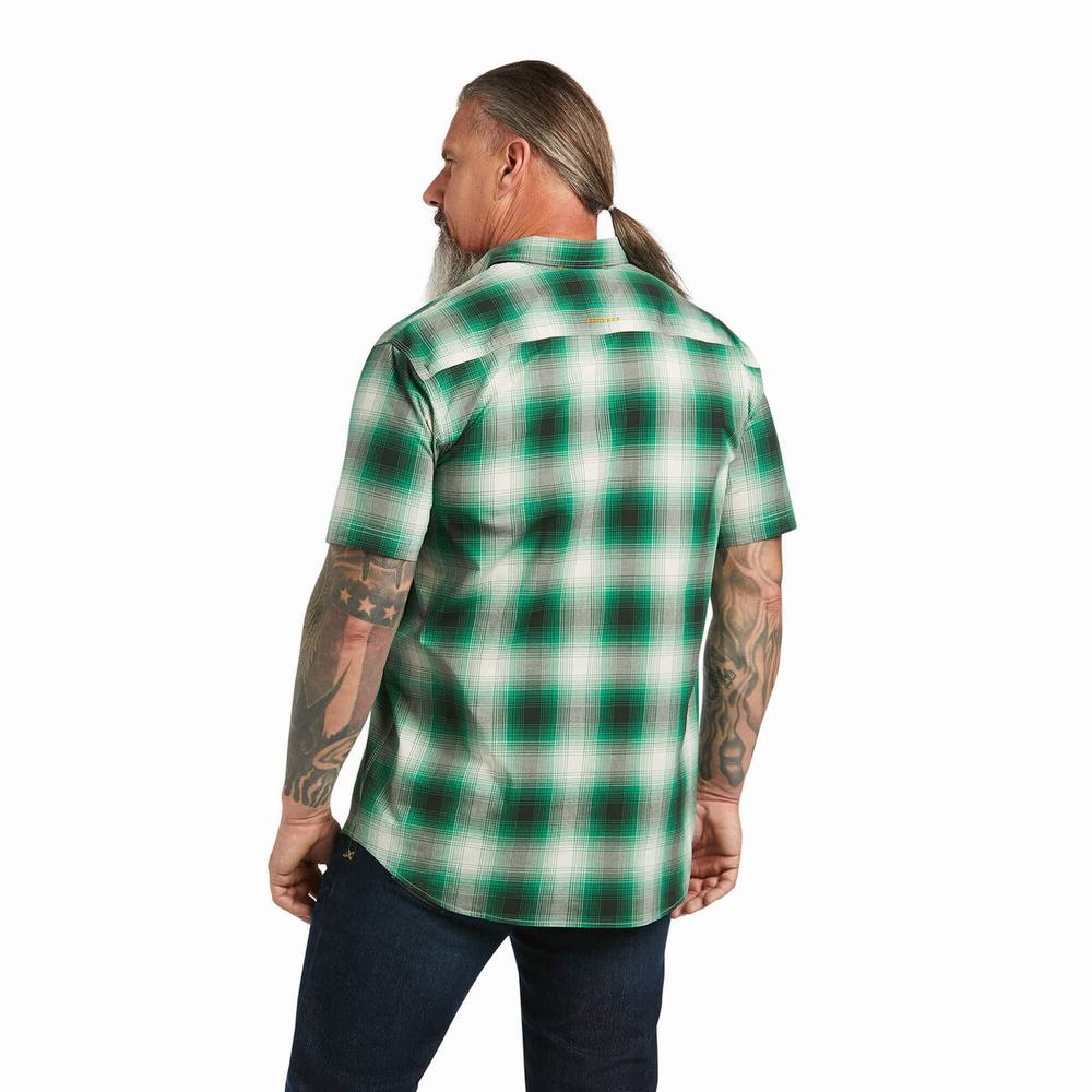 Short Sleeve Ariat Rebar Made Tough DuraStretch Uomo Verdi | IT137MZFY