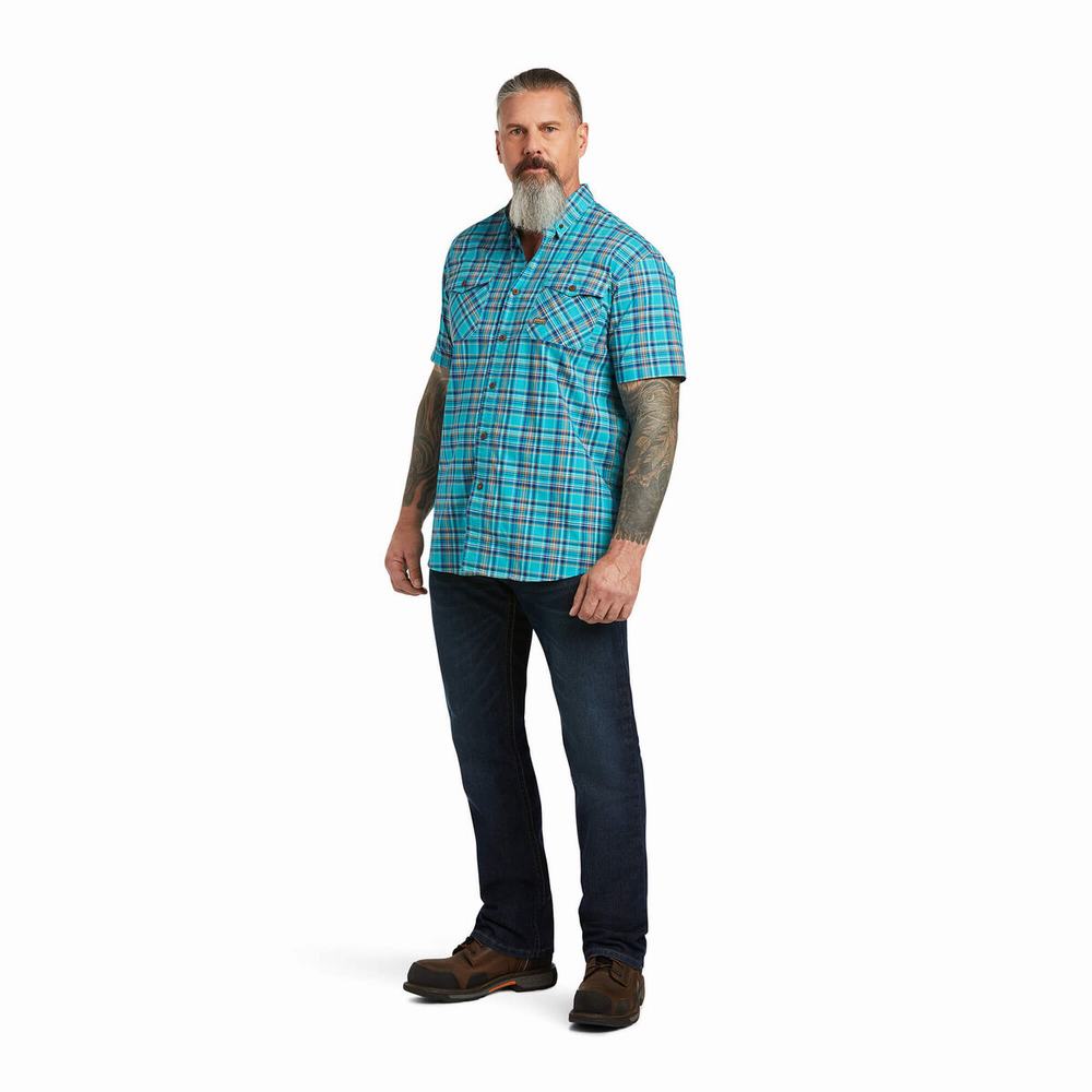 Short Sleeve Ariat Rebar Made Tough DuraStretch Uomo Corallo | IT617ULYI