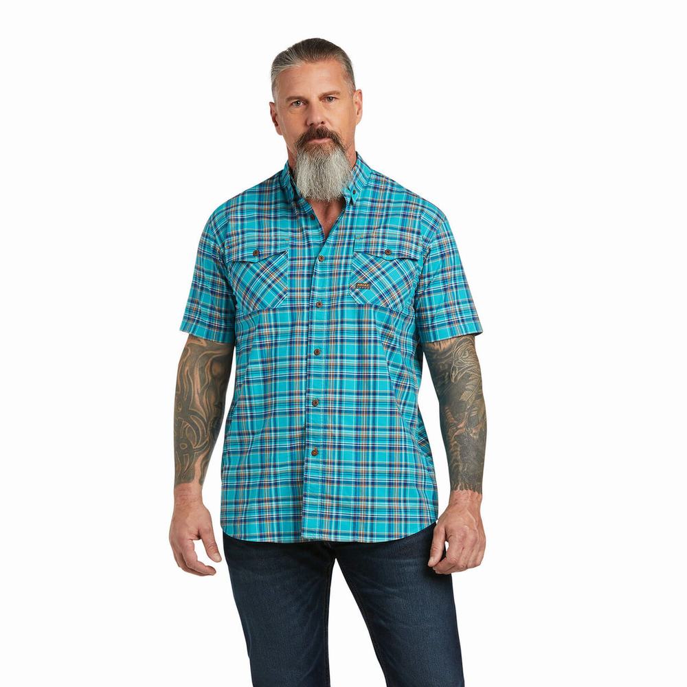 Short Sleeve Ariat Rebar Made Tough DuraStretch Uomo Corallo | IT617ULYI