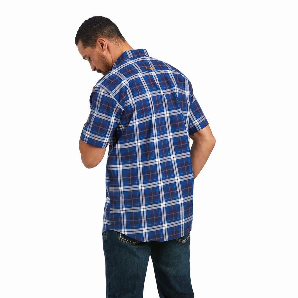 Short Sleeve Ariat Rebar Made Tough DuraStretch Uomo Blu Marino | IT809LQDB