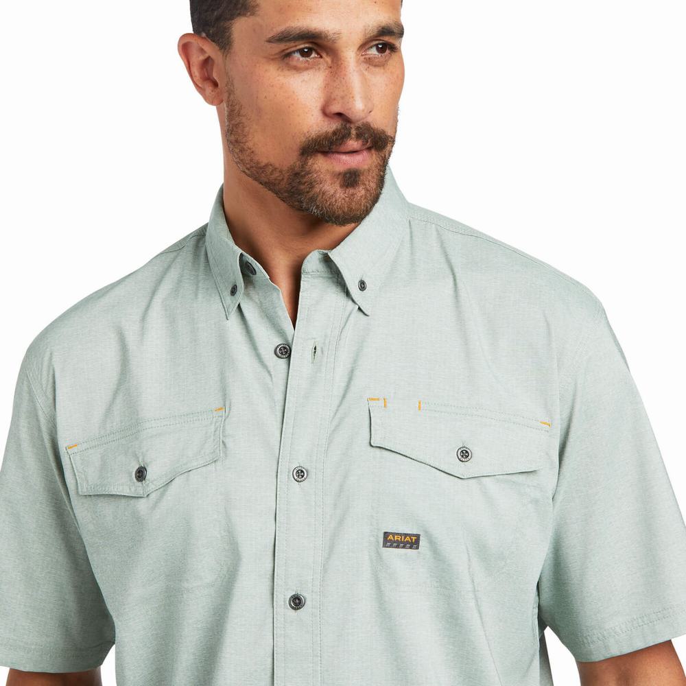 Short Sleeve Ariat Rebar Made Tough VentTEK DuraStretch Uomo Verdi | IT031BFOJ