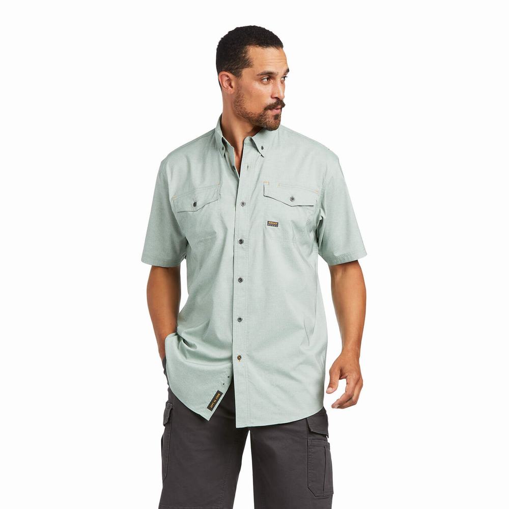 Short Sleeve Ariat Rebar Made Tough VentTEK DuraStretch Uomo Verdi | IT031BFOJ