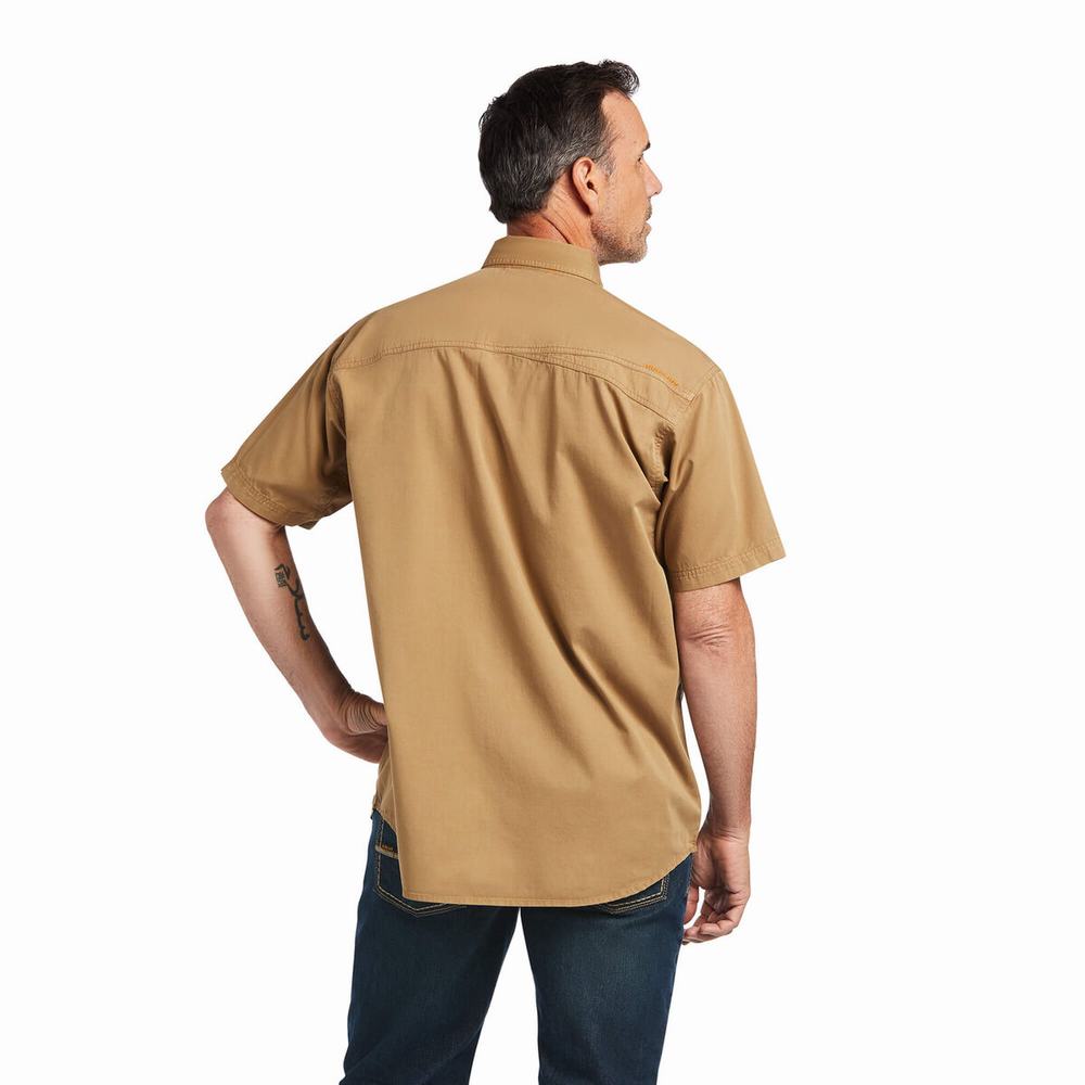 Short Sleeve Ariat Rebar Washed Twill Uomo Khaki | IT295DKGO