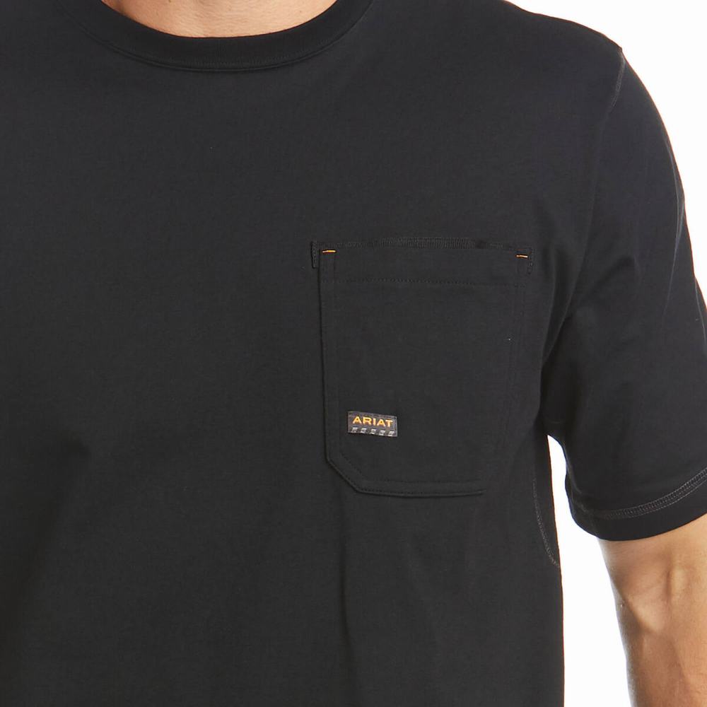 Short Sleeve Ariat Rebar Workman Logo Uomo Nere | IT093USHY