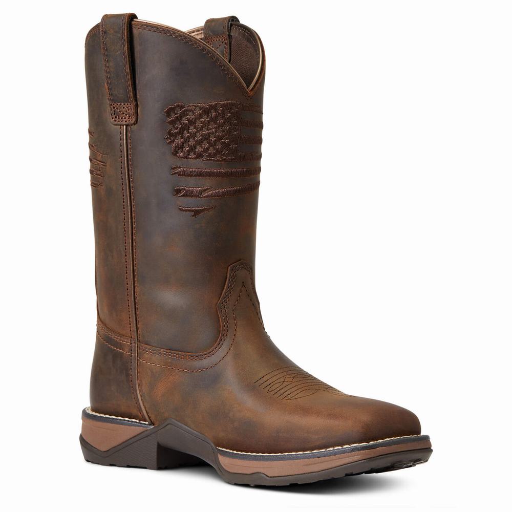 Stivali Western Ariat Anthem Patriot Donna Marroni | IT376RUYQ