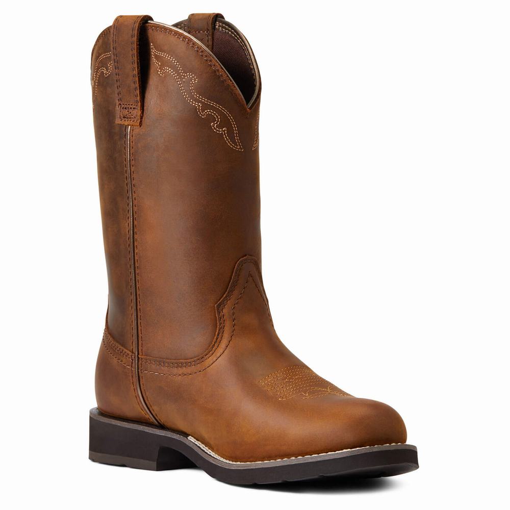 Stivali Western Ariat Delilah Round Punta Impermeabili Donna Marroni | IT352WANP