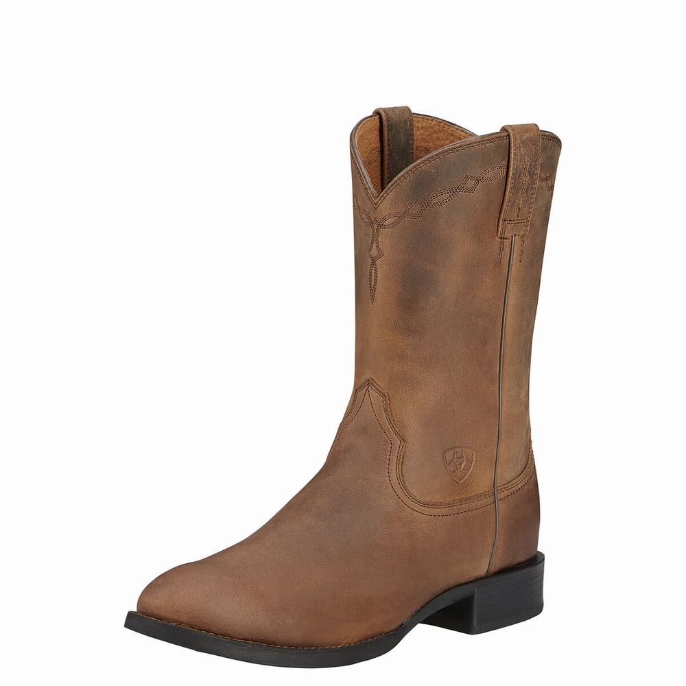 Stivali Western Ariat Heritage Roper Uomo Marroni | IT790BMPQ