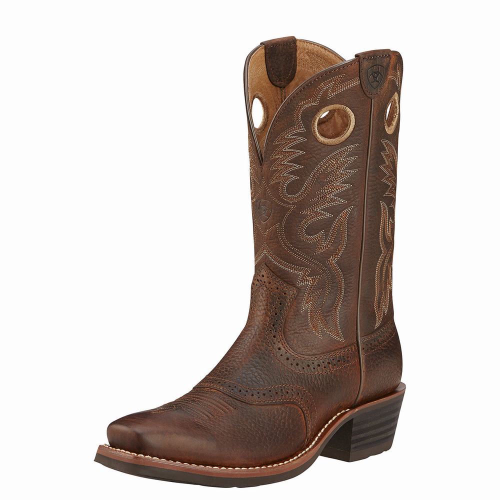 Stivali Western Ariat Heritage Roughstock Uomo Marroni | IT895JWTC