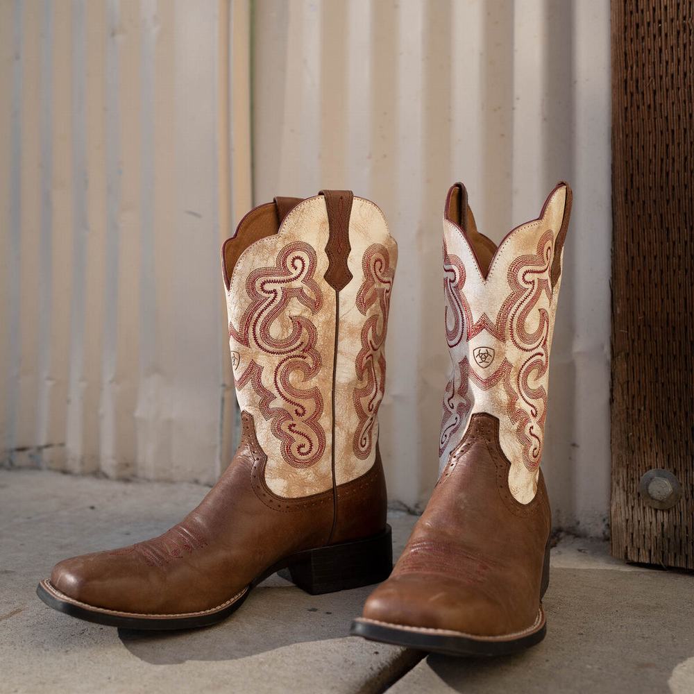 Stivali Western Ariat Quickdraw Donna Beige | IT458MVEK