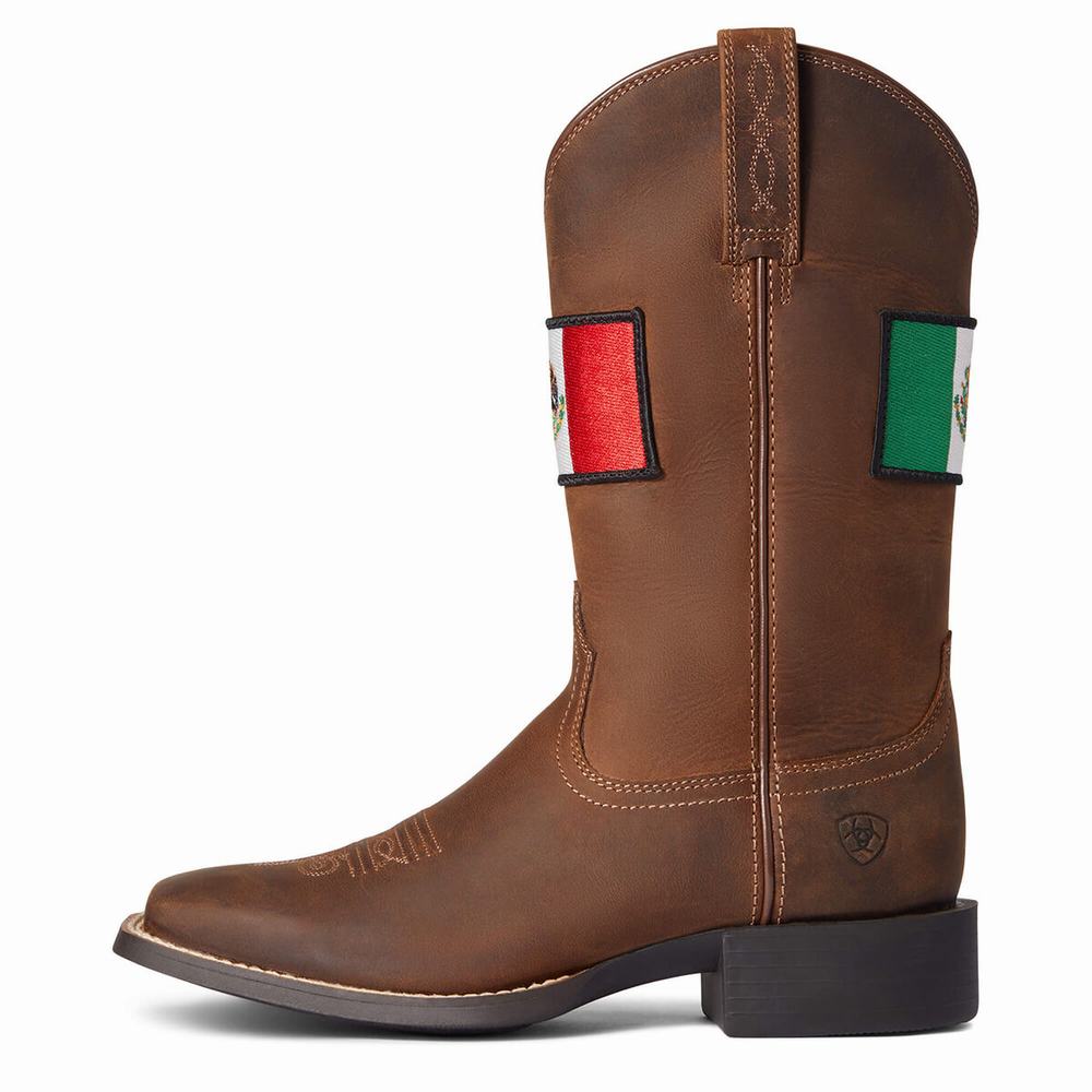 Stivali Western Ariat Round Up Orgullo Mexicano Donna Marroni | IT401QSIP