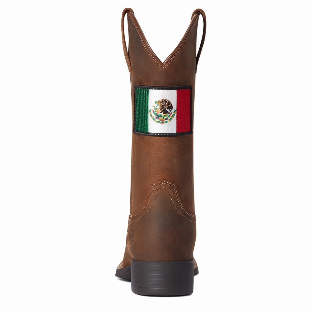 Stivali Western Ariat Round Up Orgullo Mexicano Donna Marroni | IT401QSIP