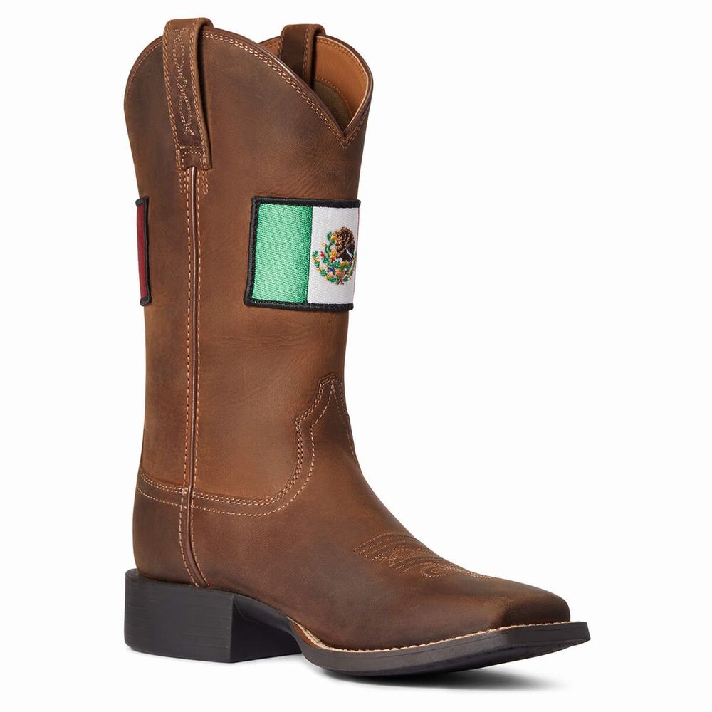 Stivali Western Ariat Round Up Orgullo Mexicano Donna Marroni | IT401QSIP