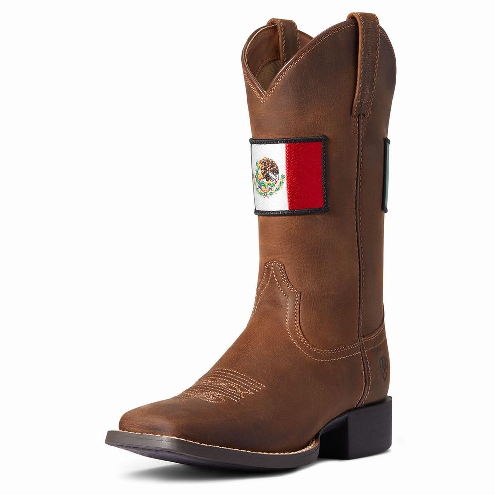 Stivali Western Ariat Round Up Orgullo Mexicano Donna Marroni | IT401QSIP