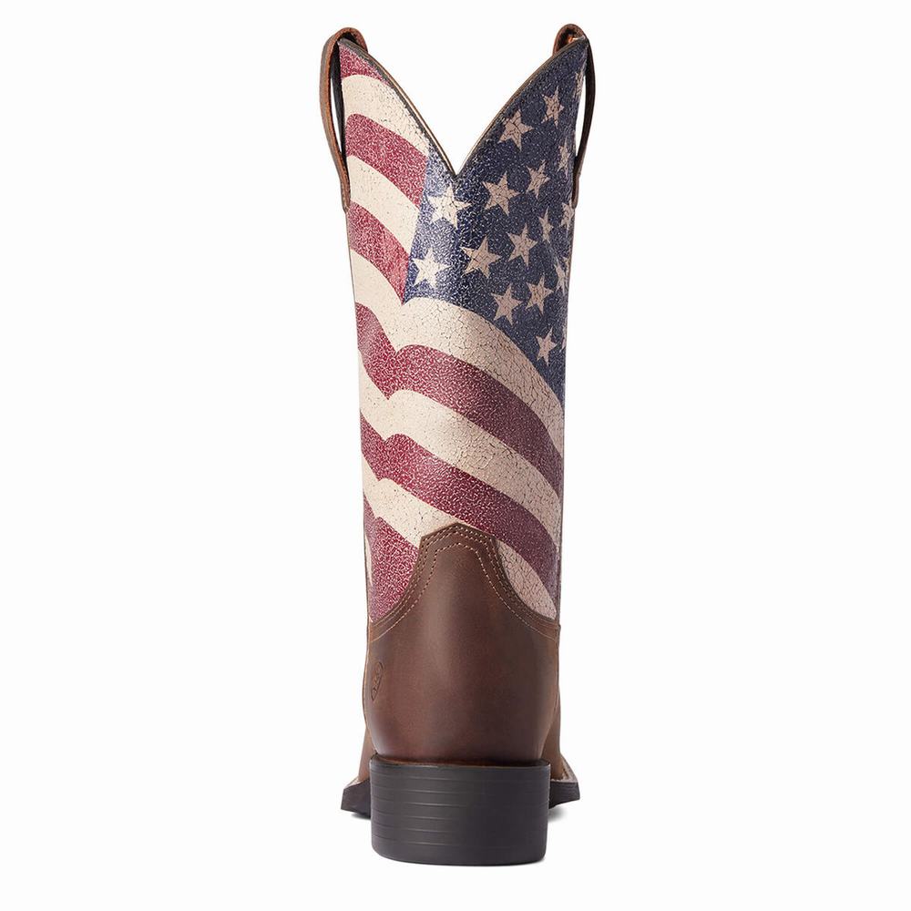 Stivali Western Ariat Round Up Patriot Donna Marroni | IT587EBRQ