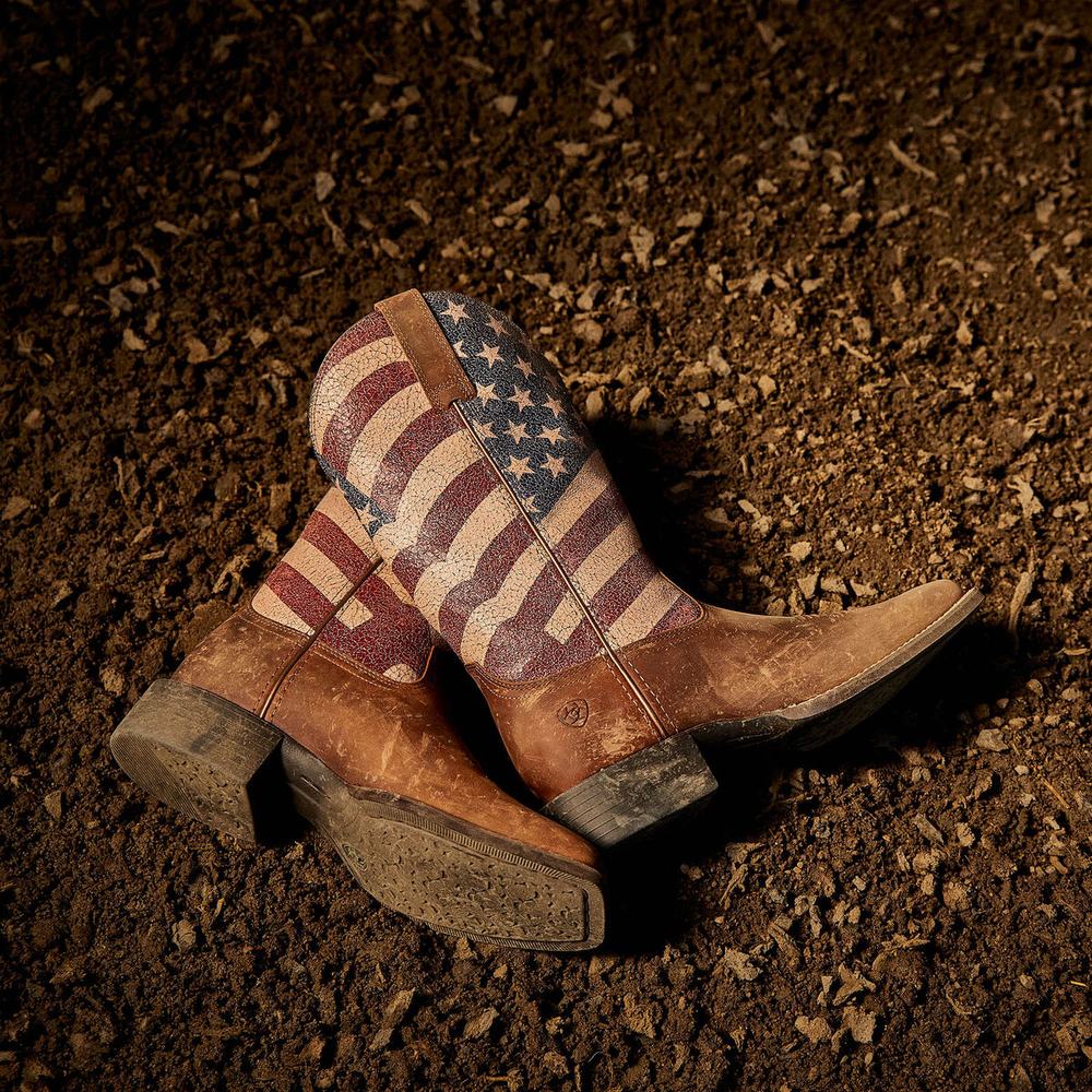 Stivali Western Ariat Round Up Patriot Donna Marroni | IT587EBRQ