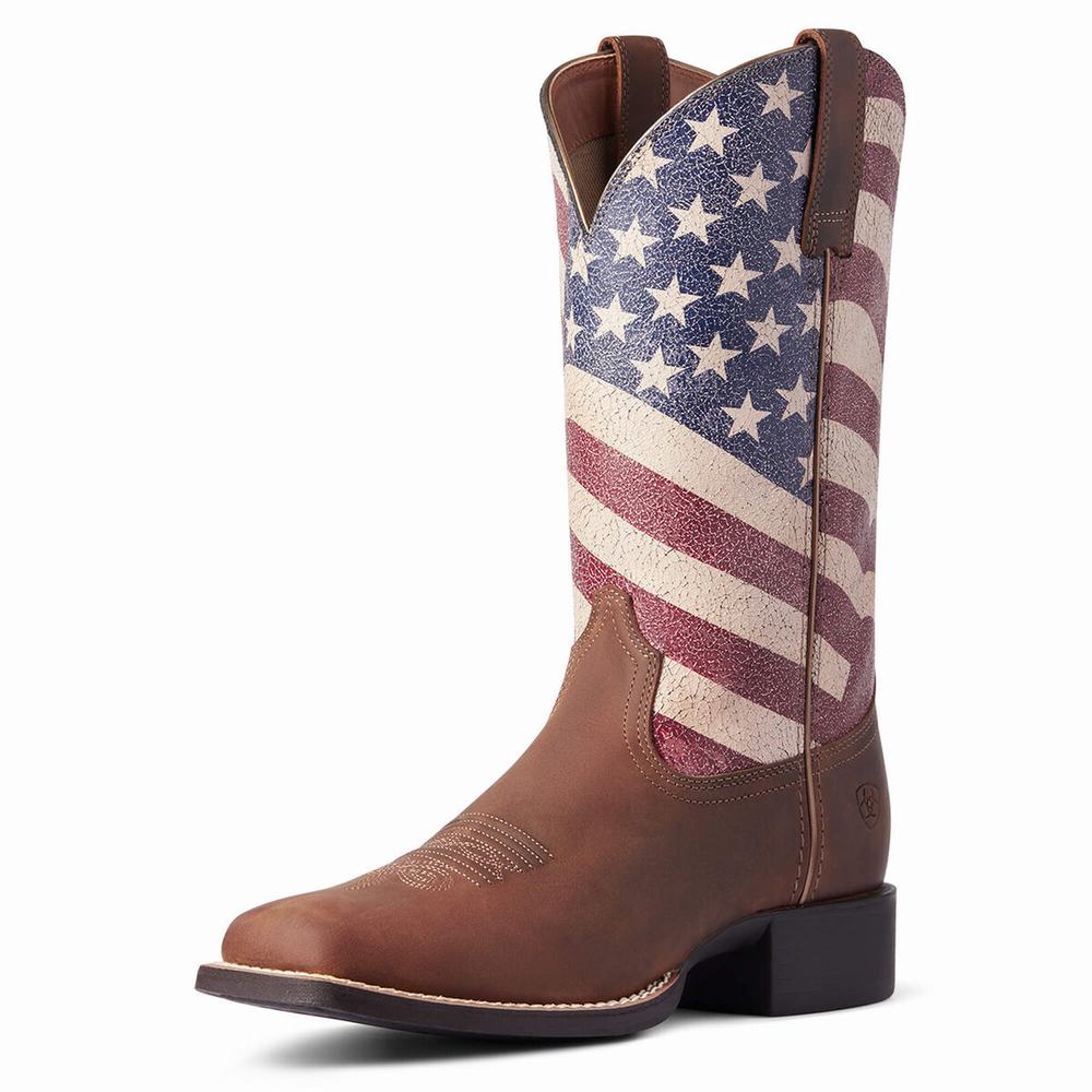 Stivali Western Ariat Round Up Patriot Donna Marroni | IT587EBRQ