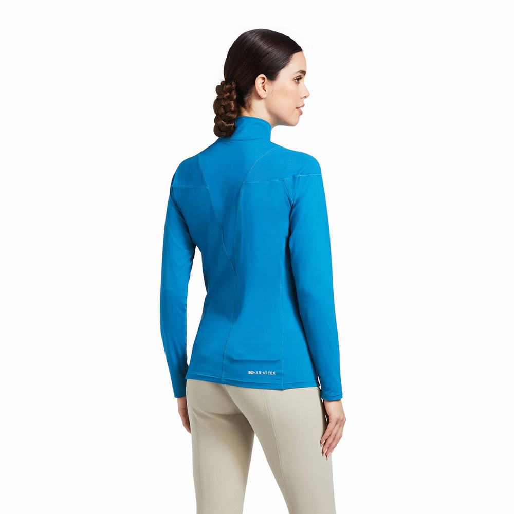 Top Ariat Auburn 1/4 Zip Donna Blu | IT497TMPF