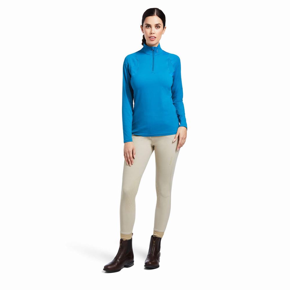 Top Ariat Auburn 1/4 Zip Donna Blu | IT497TMPF