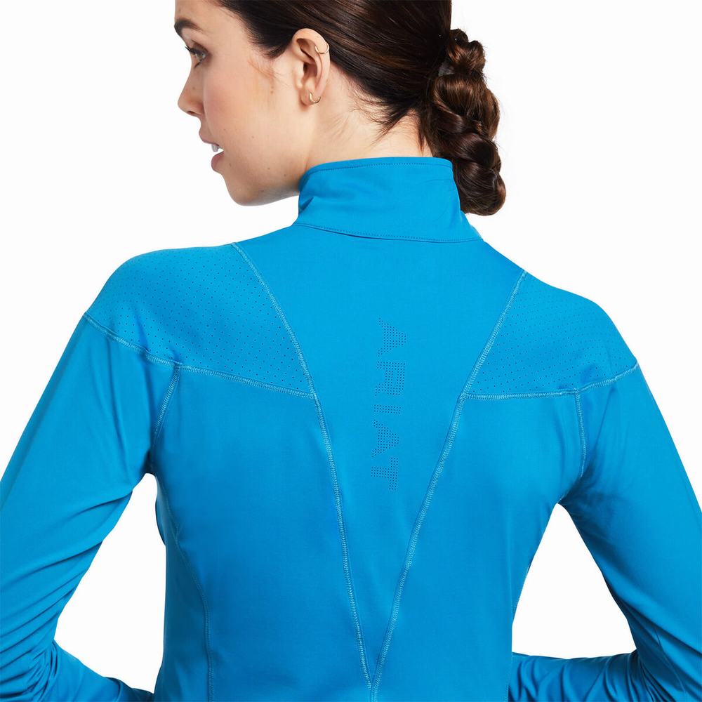 Top Ariat Auburn 1/4 Zip Donna Blu | IT497TMPF