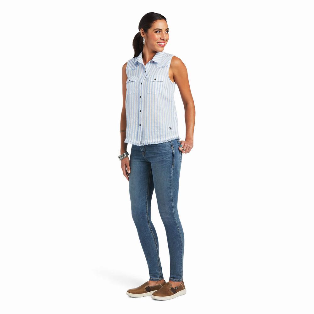 Top Ariat Boom Boom Donna Blu Strisce | IT486WTNR