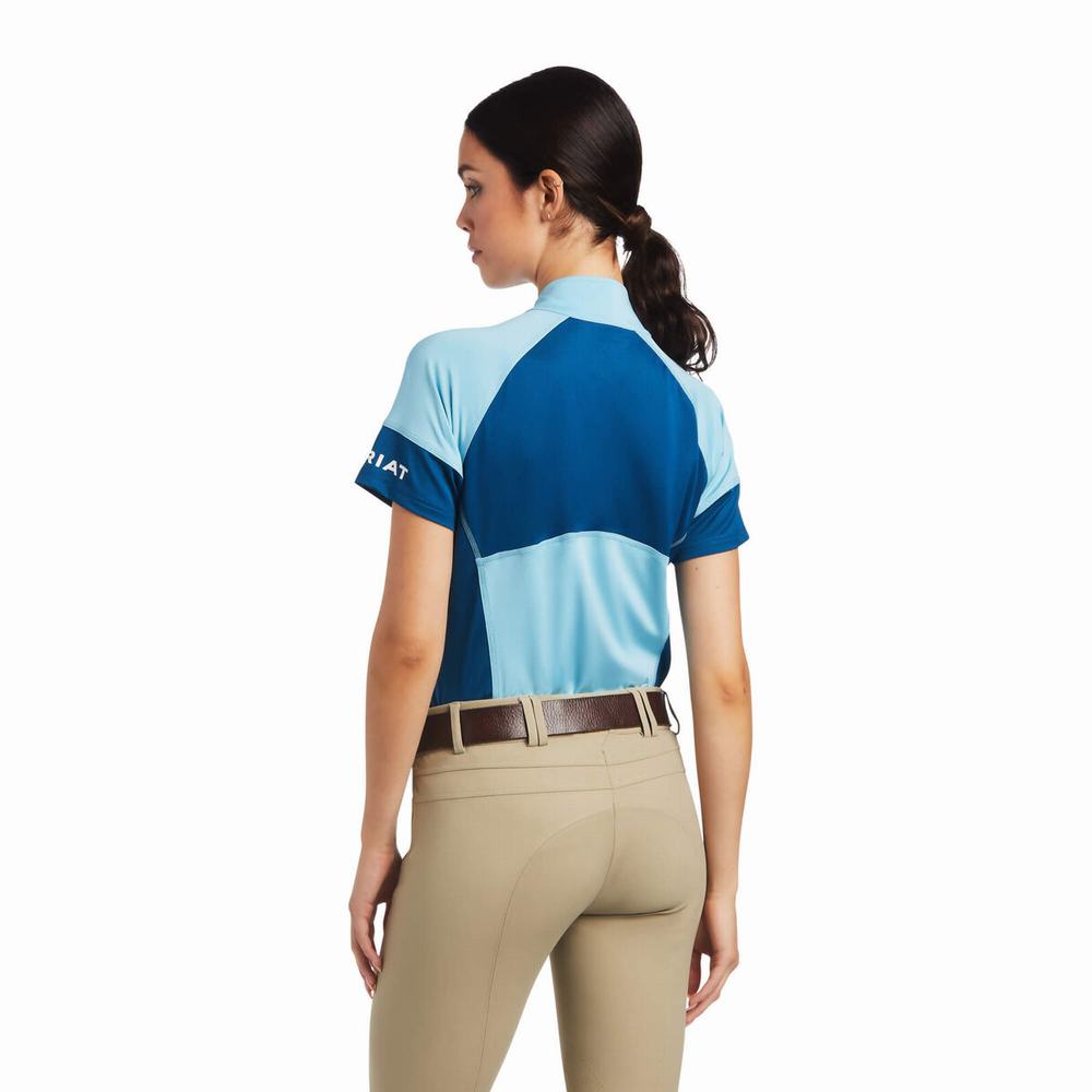 Top Ariat Cambria Jersey 1/4 Zip Donna Blu Blu | IT617YLAT