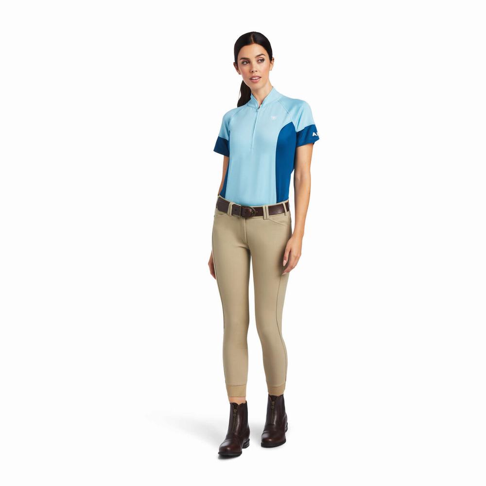 Top Ariat Cambria Jersey 1/4 Zip Donna Blu Blu | IT617YLAT