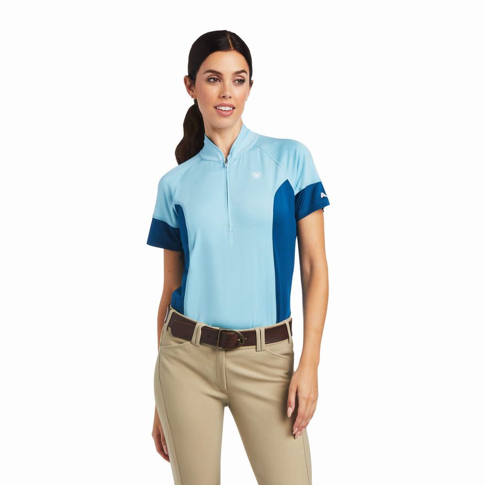 Top Ariat Cambria Jersey 1/4 Zip Donna Blu Blu | IT617YLAT